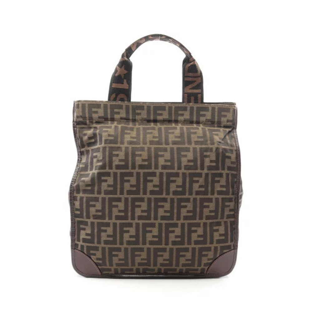 Fendi Zucca Folding Tote Bag Canvas Leather Brown